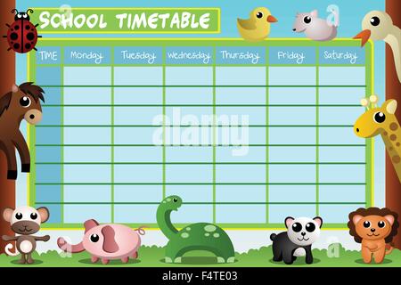 A vector illustration of school timetable design Stock Vector