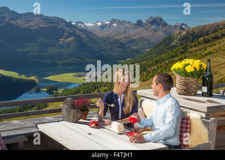 Coffee and cake in mountain restaurant Paradiso,