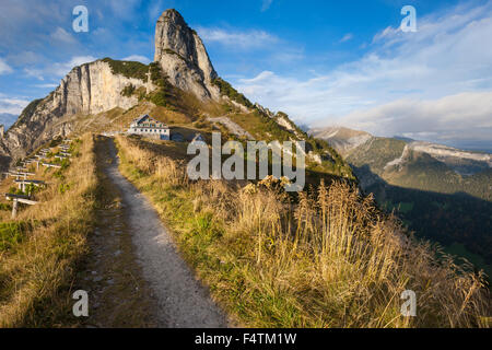 Stauberen, Switzerland, canton, Appenzell, Appenzell Innerrhoden, Alpstein, footpath, mountain inn, restaurant, avalanche protec Stock Photo