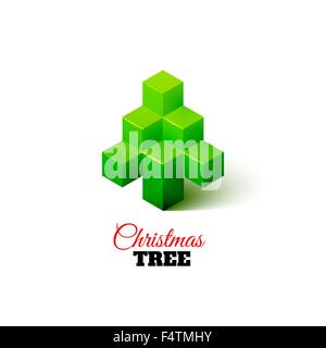 Isometric christmas tree logo Stock Vector