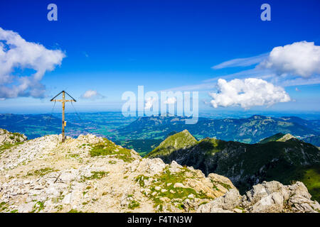 Allgäu, Allgäu Alps, Alps, Bavaria, mountaintop, blue sky, Christianity ...