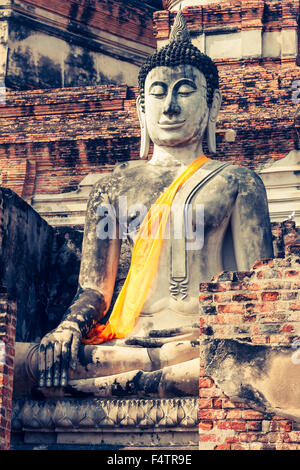 Buddha Statue Wat Yai Chaimongkol Ayutthaya Bangkok Thailand Stock Photo