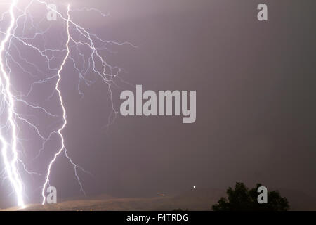 Lightning strike in the sky above Boise, Idaho, USA. Stock Photo