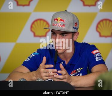 Sepang Circuit, Malaysia. 22nd Oct, 2015. Maverick Vinales in the media conference before the 2015 FIM Motorcycle Grand Prix of Malaysia Credit:  Tom Morgan/Alamy Live News Stock Photo