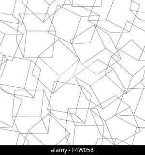 Wireframe 3D blocks in a seamless pattern . Stock Vector