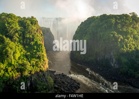 LIVINGSTONE, ZAMBIA - Victoria Falls Waterfall Stock Photo