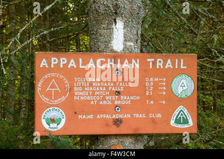 Appalachian Trail sign, Baxter State Park, Maine Stock Photo