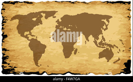 Old map of the world parchment background vintage Stock Photo - Alamy