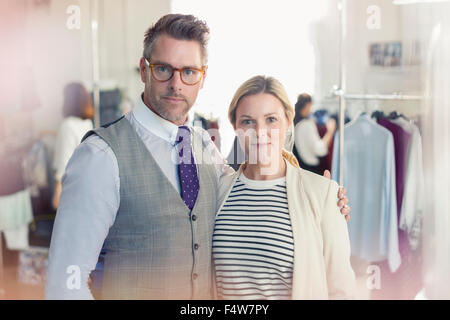 Portrait confident fashion designers in office Stock Photo