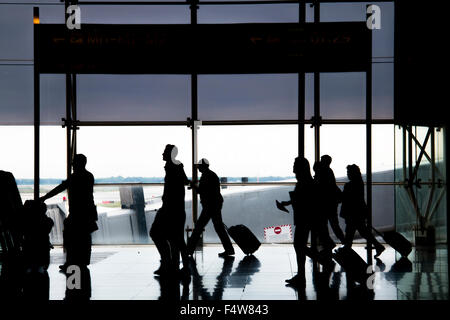 People in the airport of Barcelona Stock Photo