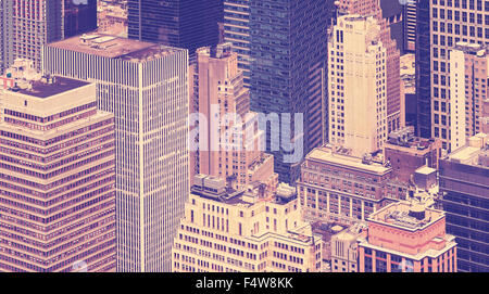 Vintage toned view of skyscrapers in New York City, USA. Stock Photo