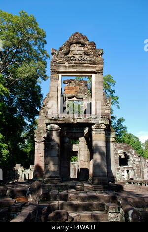 Preah Khan, part of Khmer Angkor temple complex, popular among tourists ancient landmark and place of worship in Southeast Asia. Stock Photo