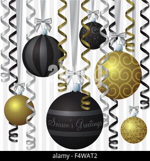 Ribbon and bauble inspired Season's Greetings card in vector format. Stock Vector