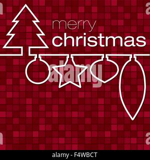 Continuous line Christmas card in vector format. Stock Vector