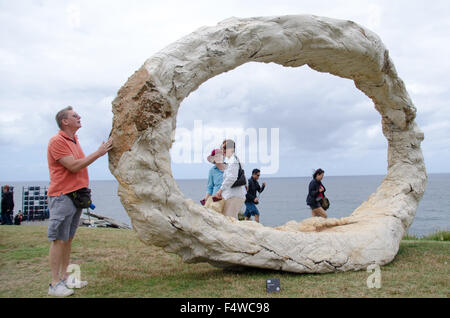 Sydney, Australia. 23rd Oct, 2015. Sydney, Australia, 23rd Oct, 2015. Peter Lundberg artwork called Open displayed during the 19th annual Sculpture by the Sea art exhibiton which took place in Bondi/Tamarama, Australia. Credit:  mjmediabox/Alamy Live News Stock Photo