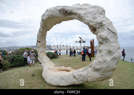 Sydney, Australia. 23rd Oct, 2015. Sydney, Australia, 23rd Oct, 2015. Peter Lundberg artwork called Open displayed during the 19th annual Sculpture by the Sea art exhibiton which took place in Bondi/Tamarama, Australia. Credit:  mjmediabox/Alamy Live News Stock Photo