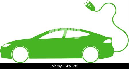 Vector illustration of electro car green icon. Line thickness fully editable Stock Vector