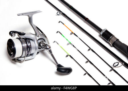 feeder rod for fishing isolated on white background Stock Photo