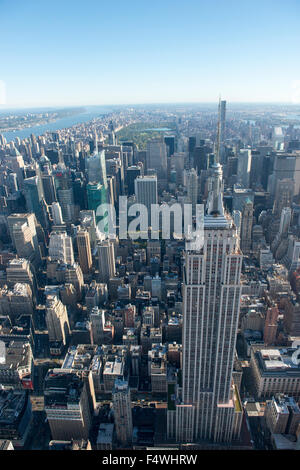 Aerial shot of the Empire State Building and Midtown Manhattan in New York City USA Stock Photo