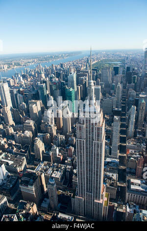 Aerial shot of the Empire State Building and Midtown Manhattan in New York City USA Stock Photo