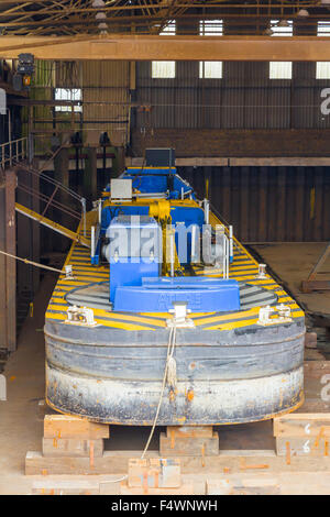 Canal and River Trust working barge in dry dock under repair Newark - On - Trent Nottinghamshire England UK Stock Photo