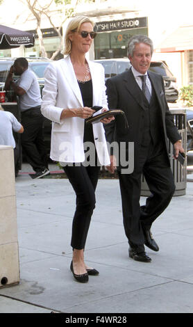 Amy Ryan goes shopping in Beverly Hills wearing a white jacket