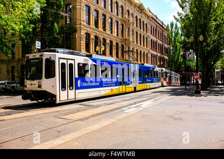 MAX Light Rail, the centerpiece of Portland's city public transport in Oregon Stock Photo