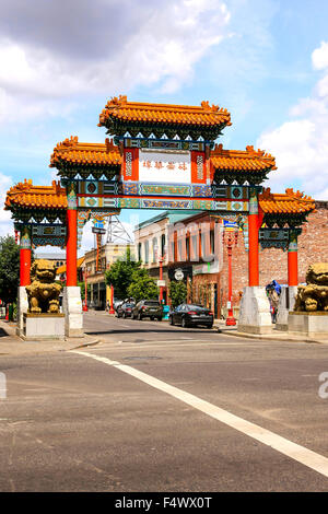 Old Town Chinatown entrance gate on NW 4th Avenue and Burnside in Portland Oregon Stock Photo