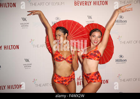 The Beverly Hilton 60th 'diamond' anniversary celebration at the Aqua Star Pool  Featuring: Aqualillies Where: Los Angeles, California, United States When: 21 Aug 2015 Stock Photo