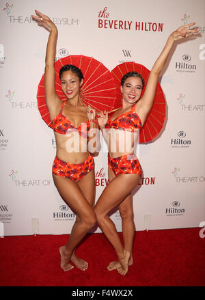 The Beverly Hilton 60th 'diamond' anniversary celebration at the Aqua Star Pool  Featuring: Aqualillies Where: Los Angeles, California, United States When: 21 Aug 2015 Stock Photo