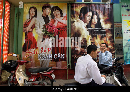 Vietnamese films announced in the streets of Ho Chi Minh City. Stock Photo