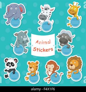A vector illustration of animal sticker designs Stock Vector