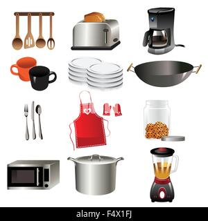 A vector illustration of kitchen icon sets Stock Vector
