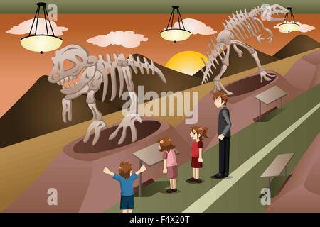 A vector illustration of kids on a field trip to a museum Stock Vector