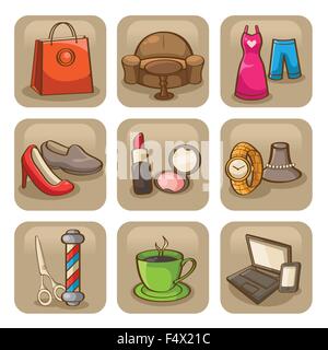 A vector illustration of fashion icon sets Stock Vector