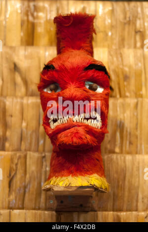 Polynesian masks in Polynesian Cultural Center. O'ahu. Hawaii. Hawaii Hawaiian Islands Oahu Polynesian Cultural Center Samoan wo Stock Photo