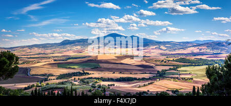 Aerial view of beautiful tuscan valley near Pienza town Stock Photo