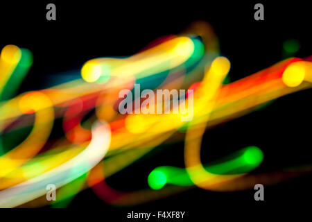 light-colored lines in the dark at night Stock Photo
