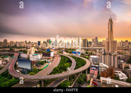 Bangkok, Thailand cityscape with highways.