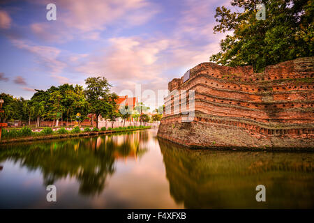 Chiang Mai, Thailand old city ancient wall and moat. Stock Photo