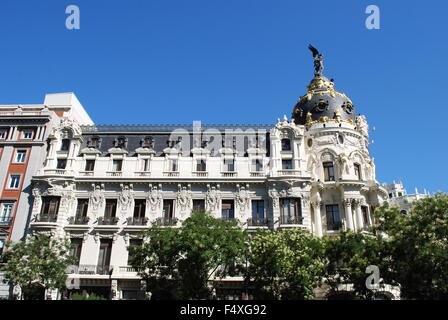 Metropolis building facade located in Madrid, Spain Stock Photo