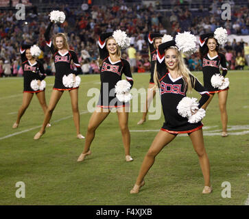 San Diego, California, USA. 23rd Oct, 2015. San Diego State University dance team performs before the NCAA football game between the SDSU Aztecs and the Utah State Aggies at Qualcomm Stadium in San Diego, California. SDSU Aztecs defeated the Utah State Aggies 48-14. Justin Cooper/CSM/Alamy Live News Stock Photo