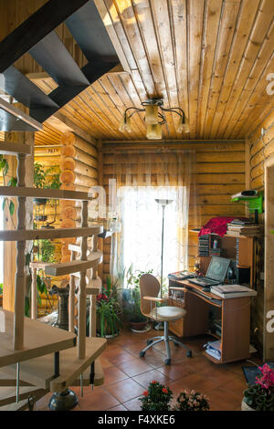Log house interior Stock Photo