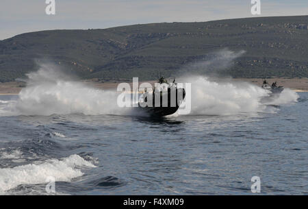 Madrid. 23rd Oct, 2015. An armed motorboat of Dutch navy participates in a landing exercise of NATO in southern Spain, on Oct. 23, 2015. About 36,000 soldiers from more than 30 members and partner countries of NATO participate the exercise from Oct. 3 to Nov. 6 in Italy, Portugal and Spain. Credit:  Xie Haining/Xinhua/Alamy Live News Stock Photo