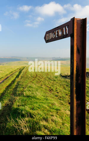 A signpost along the Ridgeway national trail in Wiltshire Stock Photo ...