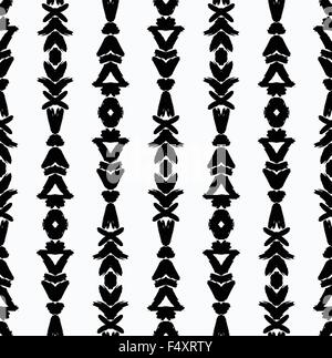 Black Ethnic Brush Strokes Vertical Pattern Stock Vector