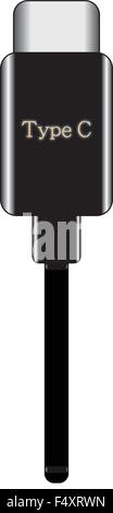 USB plug in a red plastic coating (type C) Stock Vector