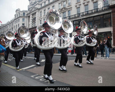 London, UK. 24th Oct, 2015. Ohio State University marching band performing in Regent Street closed for fans attending a block party ahead of the upcoming game at Wembley between Jacksonville Jaguars and Buffalo Bills Credit:  amer ghazzal/Alamy Live News Stock Photo