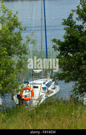 Sailboat in Masuria - Masurian Lakeland Stock Photo