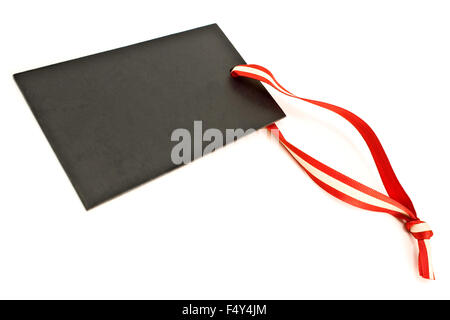 Blank black price tag isolated on white Stock Photo